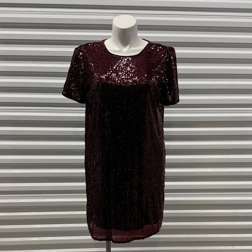 Nine West Burgundy Sequin Mini Dress